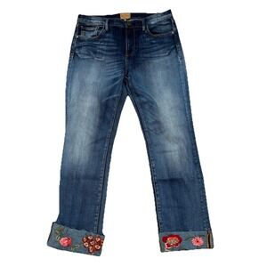 Driftwood Colette Floral Embroidered Jeans Boho Hippie Women's Size 30x28 Boho